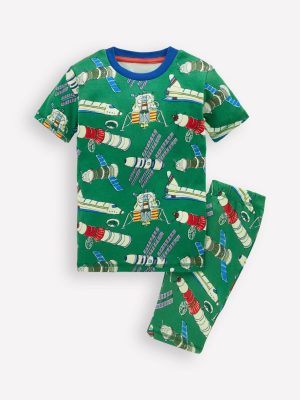 Snug Short John Glow Pyjamas-Green Satellites