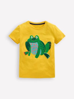 Short Sleeve Boucl?? T-shirt-Pineapple Yellow Frog