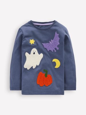 Long Sleeve Boucl?? T-shirt-Robot Blue Halloween