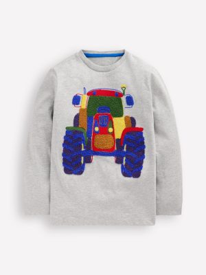 Long Sleeve Boucl?? T-shirt-Grey Marl Tractor