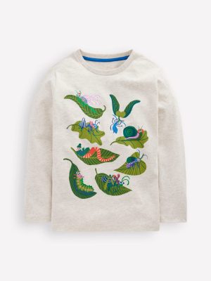 Long Sleeve Printed T-shirt-Oatmeal Bugs