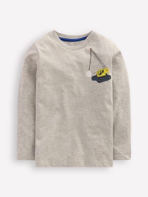 Front & Back Printed T-shirt-Grey Marl Vehicles