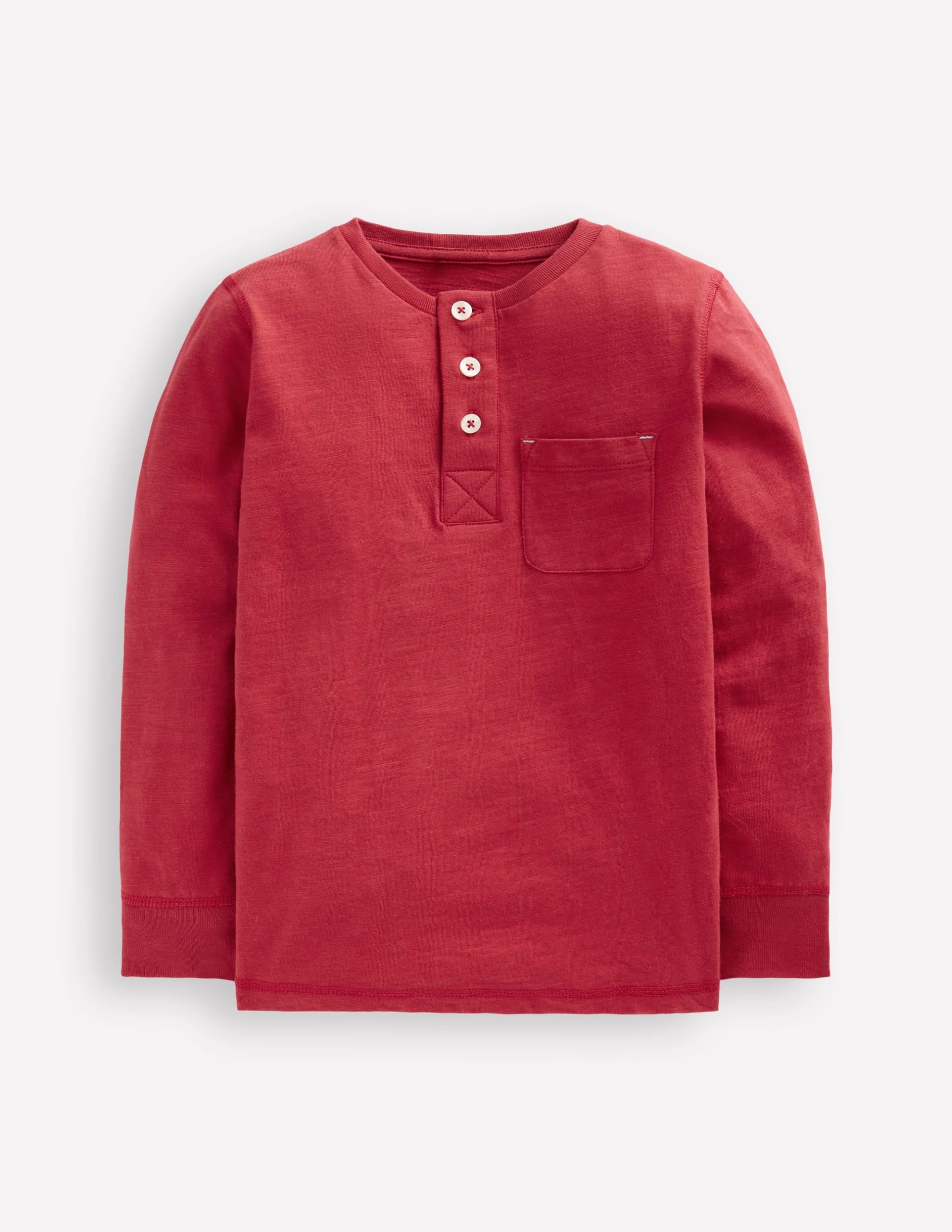 Everyday Henley T-shirt-Pomegranate red - Image 3