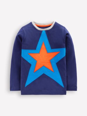Star Appliqu?? T-shirt-College Navy Star
