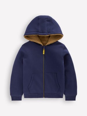 Reversible Borg Hoodie-College Navy