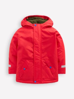 Borg Lined Anorak-Red