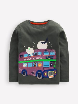 Lift-the-flap T-shirt-Smoke Halloween Bus