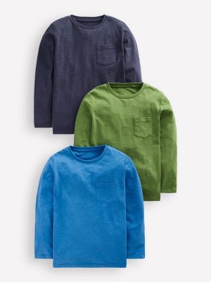 3-pack Long Sleeve T-shirt-Broccoli Green Blues Pack