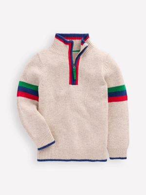 Heritage Half-Zip Jumper-Oatmeal Marl