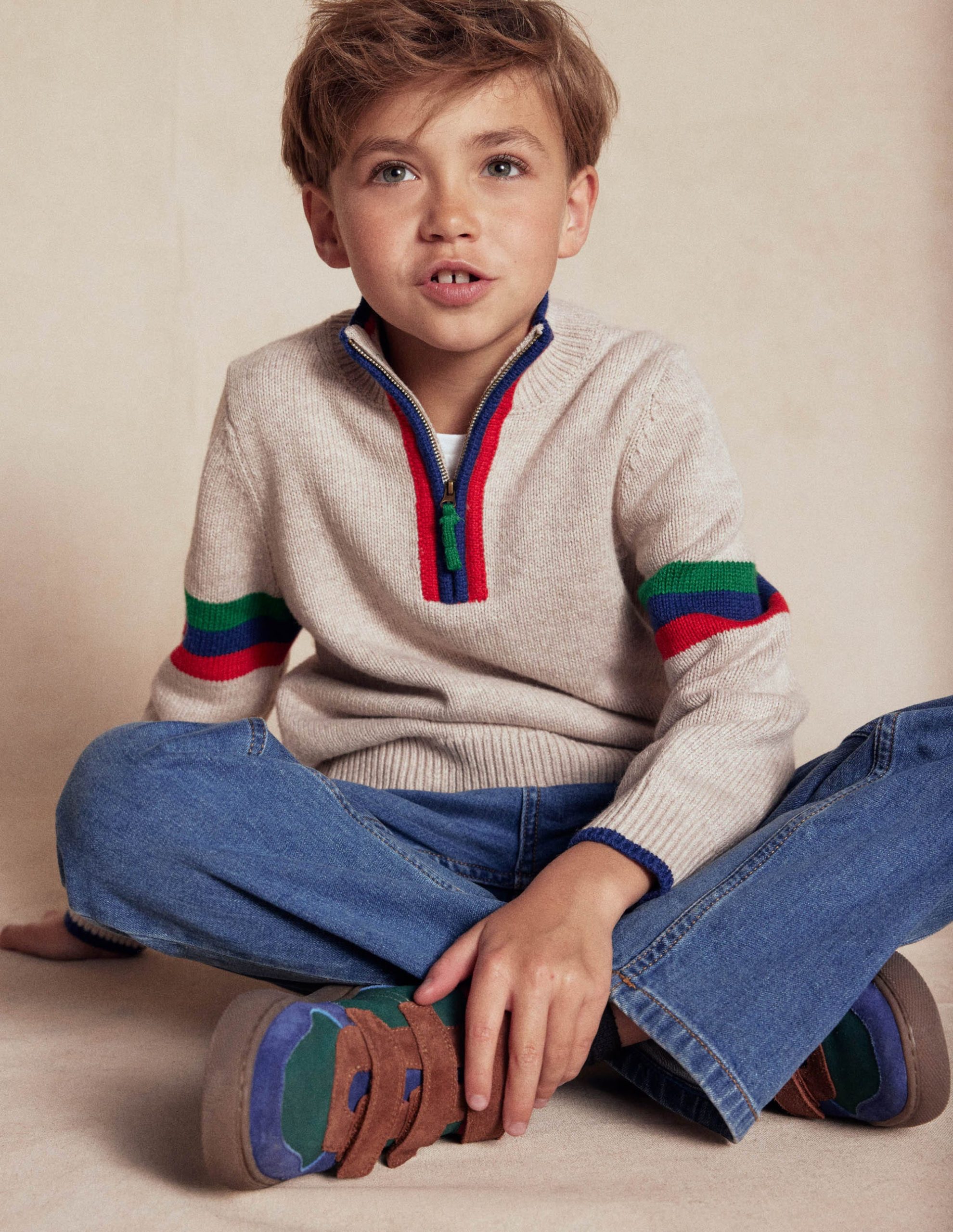 Heritage Half-Zip Jumper-Oatmeal Marl - Image 4