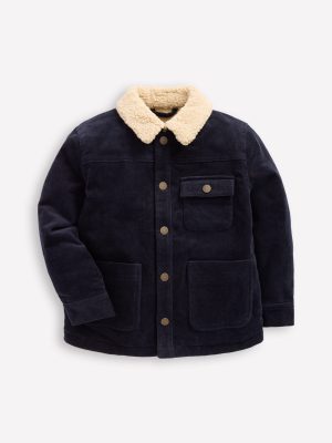 Borg Lined Cord Jacket-College Navy