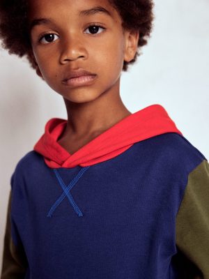 Hooded Mid-weight T-shirt-Starboard Blue/ Woodland Green