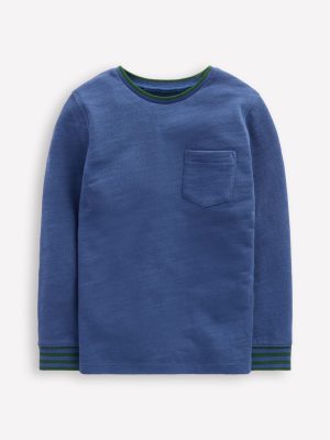 Cosy Mid-weight T-shirt-Denim Blue/ Emerald Night