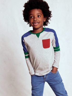 Colour Block T-shirt-GREY MARL COLOURBLOCK