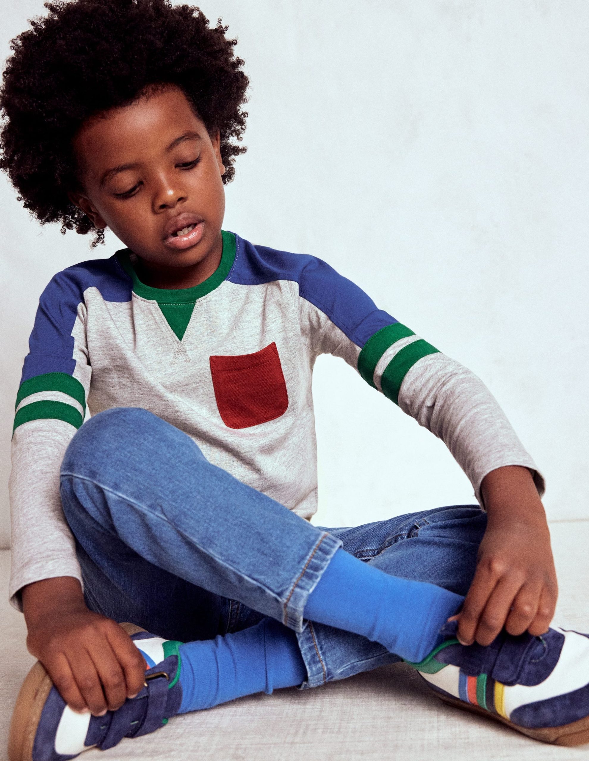 Colour Block T-shirt-GREY MARL COLOURBLOCK - Image 2