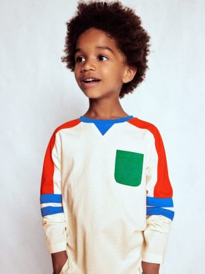 Colour Block T-shirt-Soft Ivory Multi