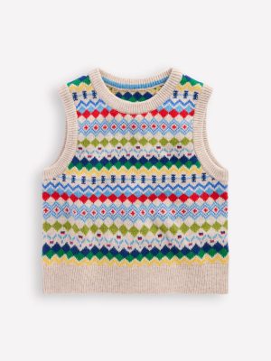 Fair Isle Sweater Vest-Oatmeal Marl Fair Isle