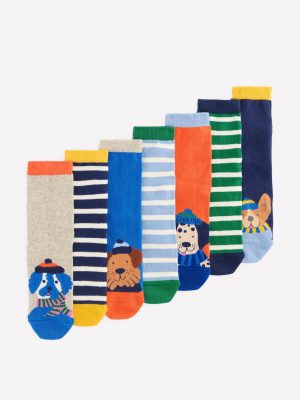 Socks 7 Pack-Dog Stripe
