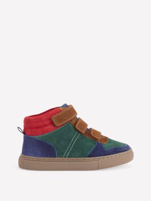 Suede High Tops-Pine Green Colour Block