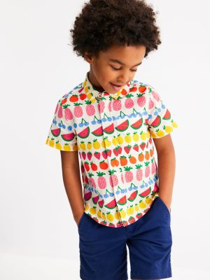 Cotton Linen Shirt-Fruit Stripe