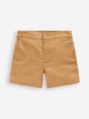 Cotton Linen Shorts-Hazelnut Brown