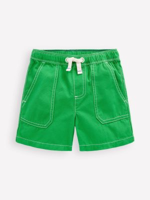 Pull-On Cotton Shorts-Bright Green