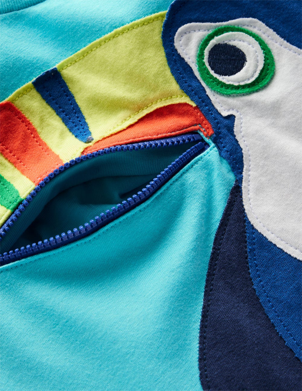 Zip Applique T-shirt-Barbados Beach Toucan - Image 3