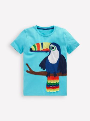 Zip Applique T-shirt-Barbados Beach Toucan