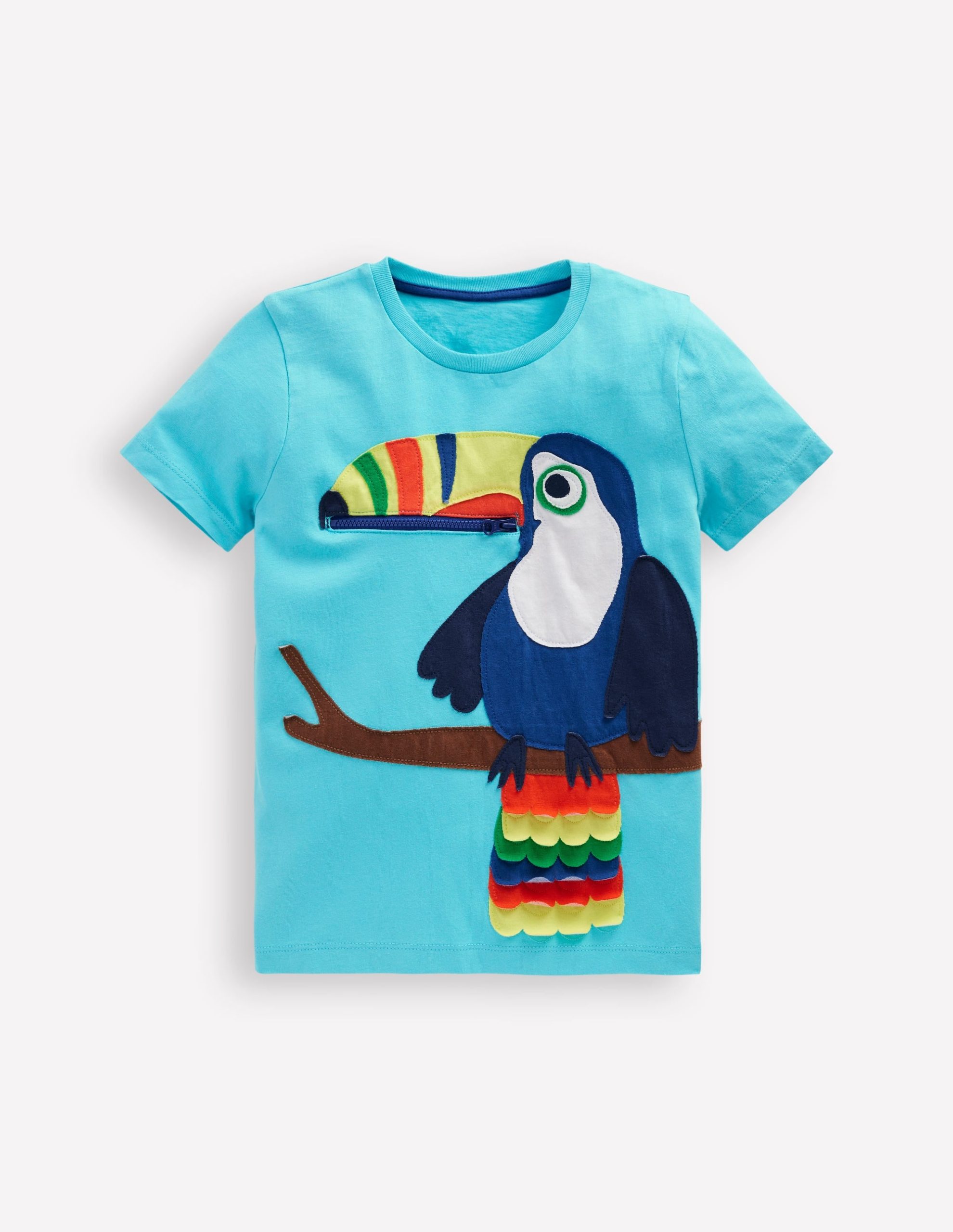 Zip Applique T-shirt-Barbados Beach Toucan