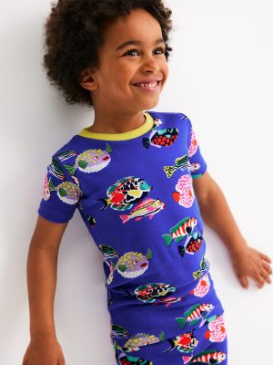 Snug Short John Glow Pyjamas-Blue Heron Fish