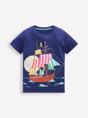 Glow-In-The-Dark T-shirt-Twilight Blue Pirate Ship