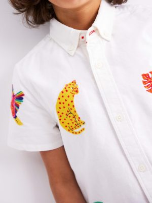 Fun Cotton Shirt-Campanula Jungle Embroidery