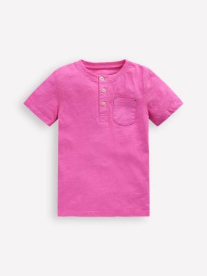 Short Sleeve Henley T-Shirt-Strawberry