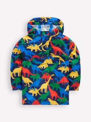 Waterproof Pop Over Jacket-College Navy Multi Dinos