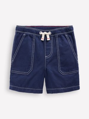 Pull-On Cotton Shorts-Navy