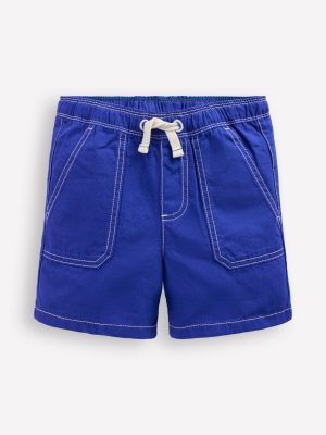 Pull-On Cotton Shorts-Bright Blue