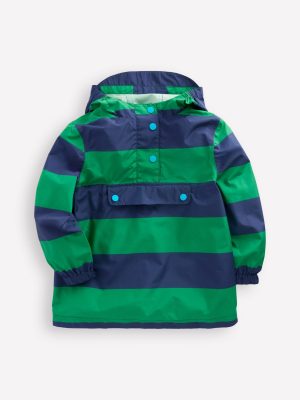 Pop Over Rain Jacket-Green Stripe