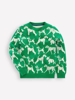 Novelty Jumper-Sapling Green Dogs