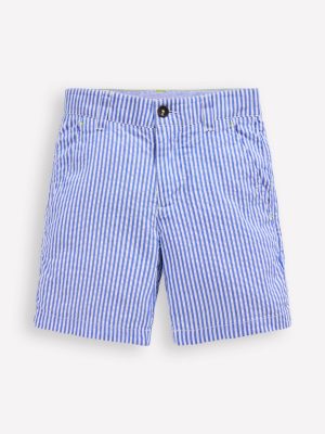 Seersucker Shorts-Blue Ticking Stripe