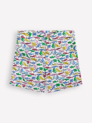 Cotton Linen Shorts-Multi Micro Sharks