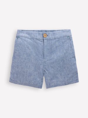 Cotton Linen Shorts-Chambray
