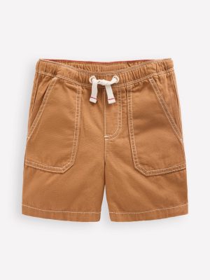 Pull-On Cotton Shorts-Butterscotch Brown