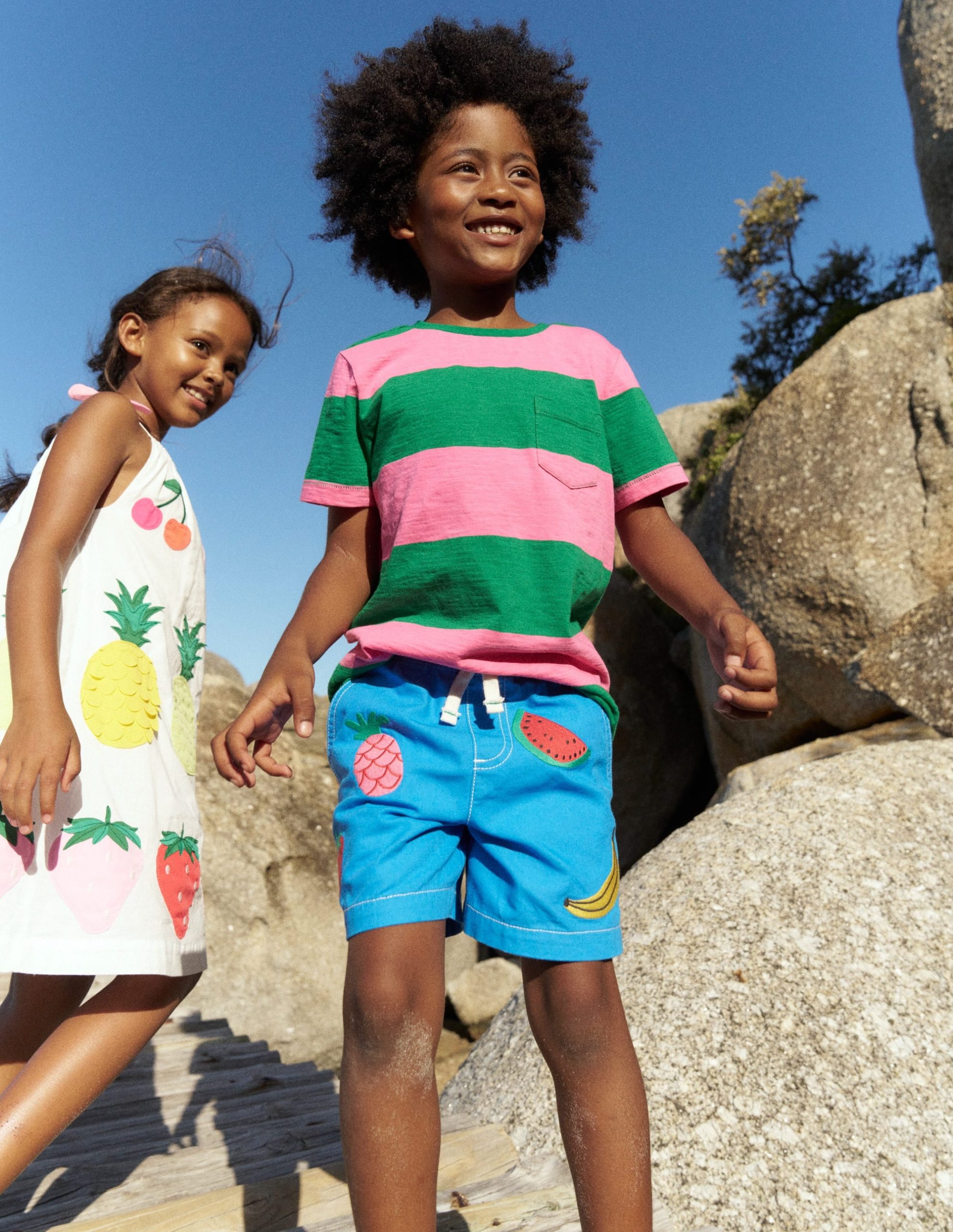 Pull-On Cotton Shorts-Fruit Embroidery - Image 4