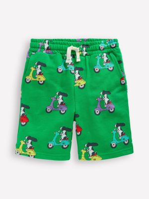 Printed Shorts-Sapling Green Puppy Scooter