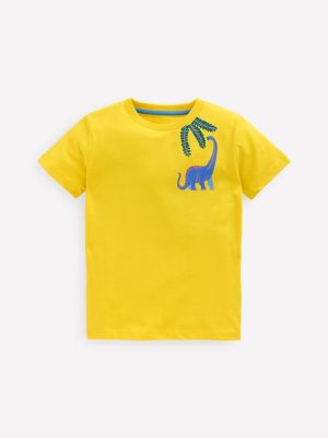 Front & Back Printed T-shirt-Pineapple Yellow Dino