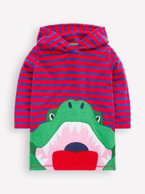 Appliqu?? Towelling Throw-on-Gallery Blue/ Poppy Red Croc