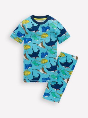 Snug Short John Pyjamas-Caribbean Blue Rays