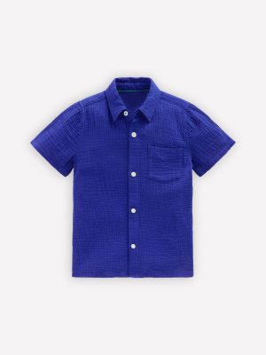Double Cloth Shirt-Bright Blue