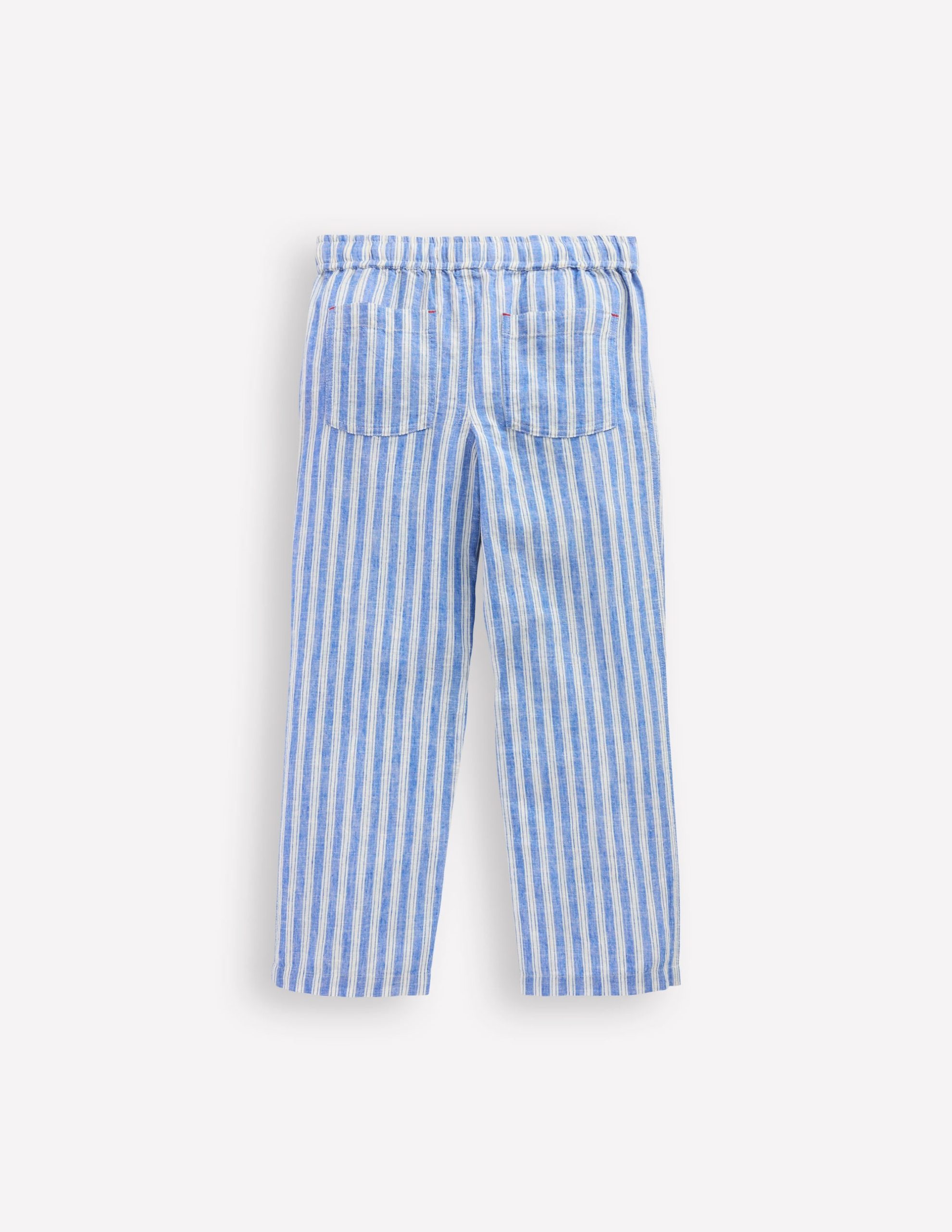 Cotton Linen Pull-On Pants-Blue Ticking - Image 2