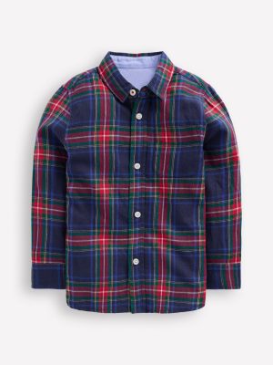 Cosy Cotton Check Shirt-Navy Check